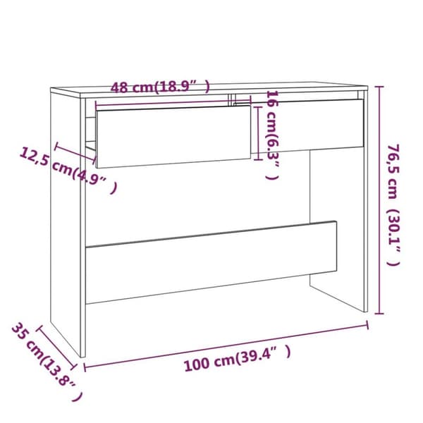 vidaXL Konsollbord betonggrå 100x35x76,5 cm sponplate