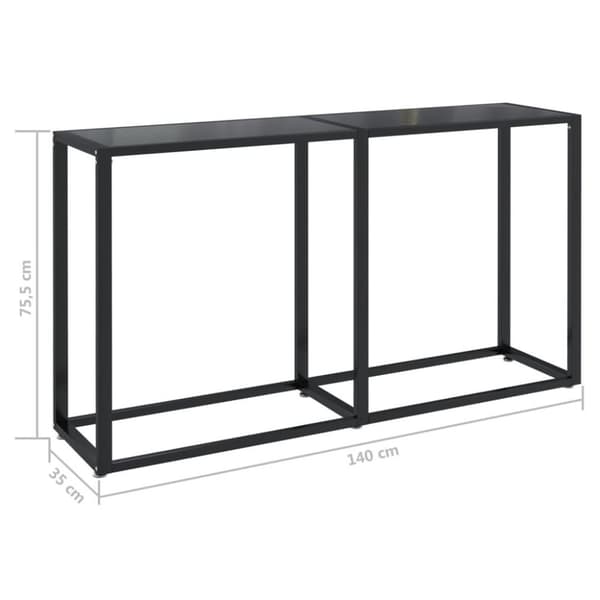 vidaXL Konsollbord svart 140x35x75,5 cm herdet glass