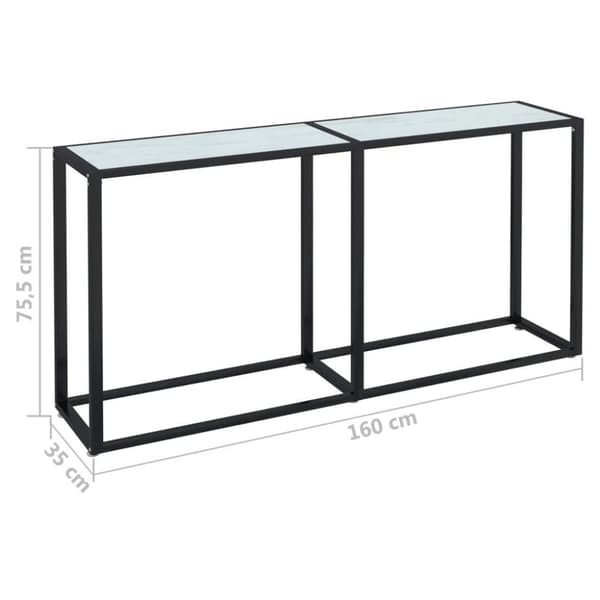 vidaXL Konsollbord hvit marmor 160x35x75,5 cm herdet glass