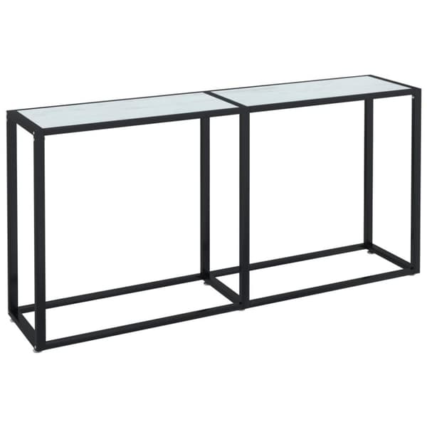 vidaXL Konsollbord hvit marmor 160x35x75,5 cm herdet glass