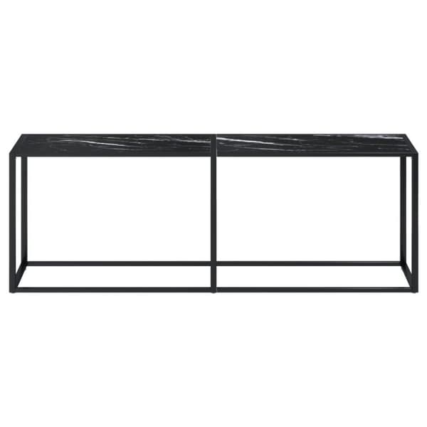 vidaXL Konsollbord svart marmor 220x35x75,5 cm herdet glass