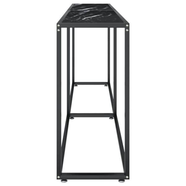 vidaXL Konsollbord svart marmor 220x35x75,5 cm herdet glass