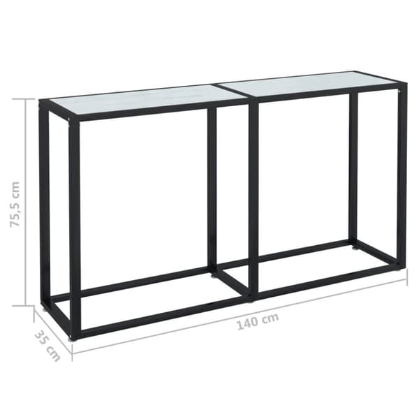 vidaXL Konsolbord vit marmor 140x35x75,5 cm härdat glas