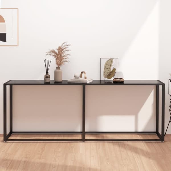 vidaXL Konsolipöytä musta 200x35x75,5 cm karkaistu lasi