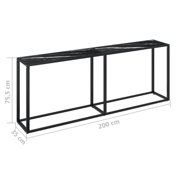 vidaXL Konsolipöytä musta marmori 200x35x75,5 cm karkaistu lasi