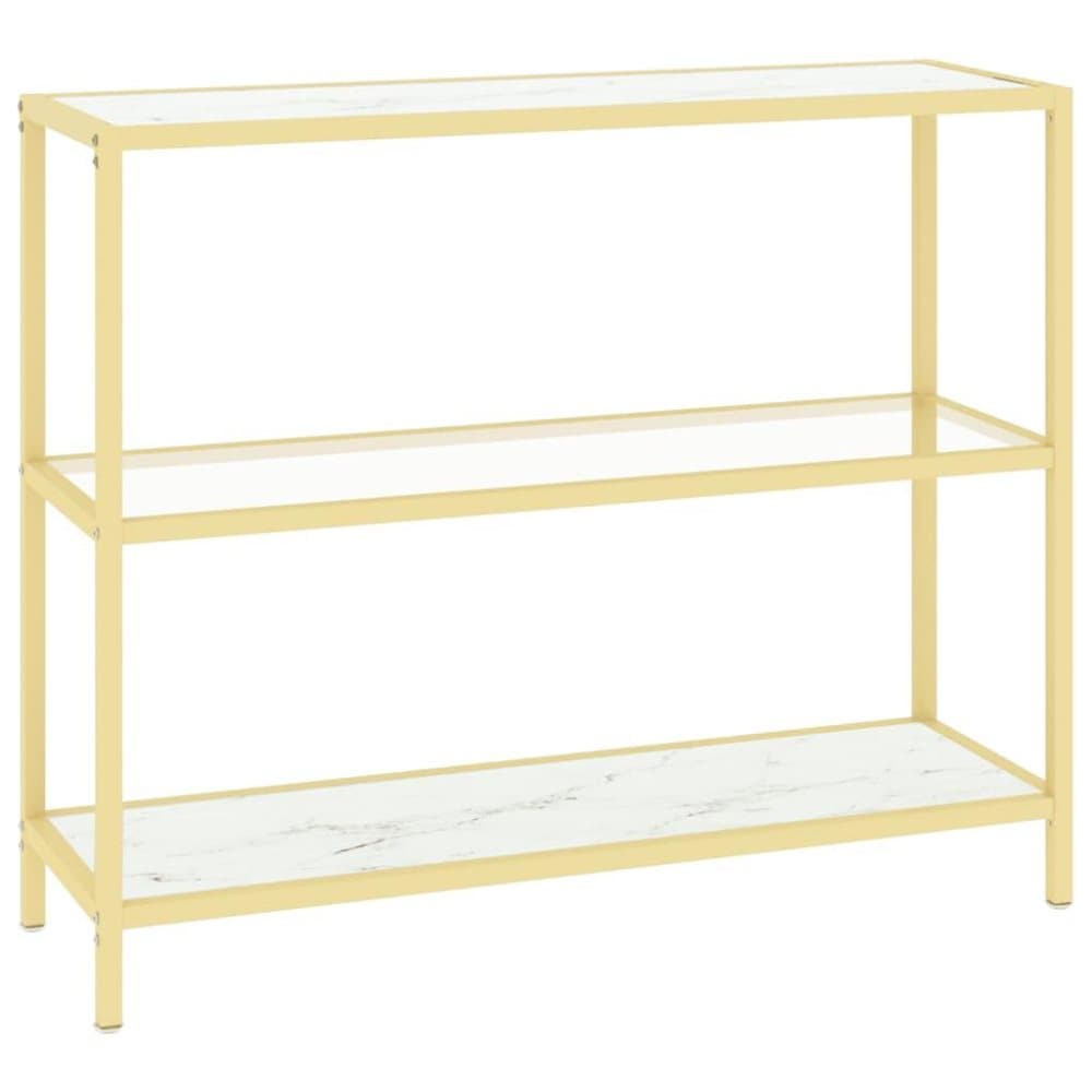 vidaXL Konsolbord vit marmor och transparent 100x36x90 cm härdat glas