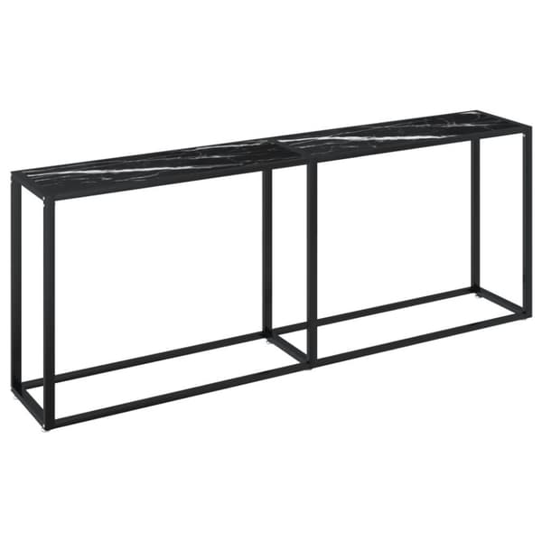 vidaXL Konsollbord svart marmor 200x35x75,5 cm herdet glass