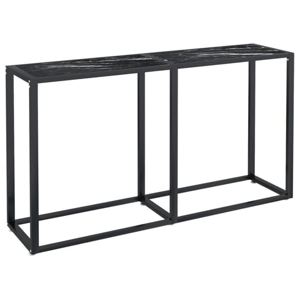 vidaXL konsolbord 140x35x75,5 cm hærdet glas sort marmor