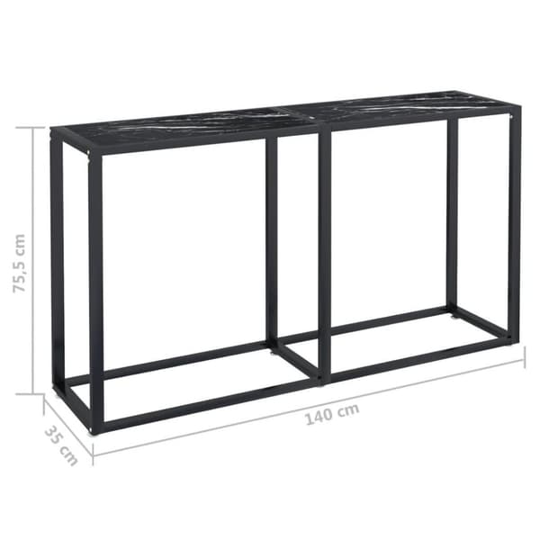 vidaXL Konsolbord svart marmor 140x35x75,5 cm härdat glas