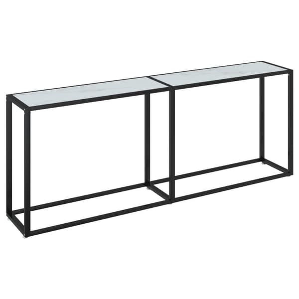 vidaXL Konsolipöytä valkoinen marmori 200x35x75,5 cm karkaistu lasi