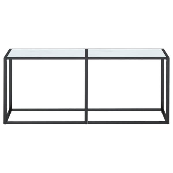vidaXL konsolbord 180x35x75,5 cm hærdet glas hvid marmor