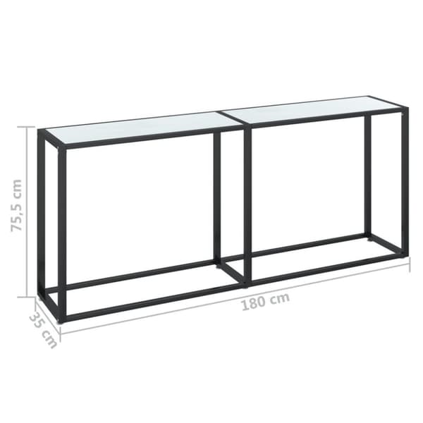 vidaXL konsolbord 180x35x75,5 cm hærdet glas hvid marmor