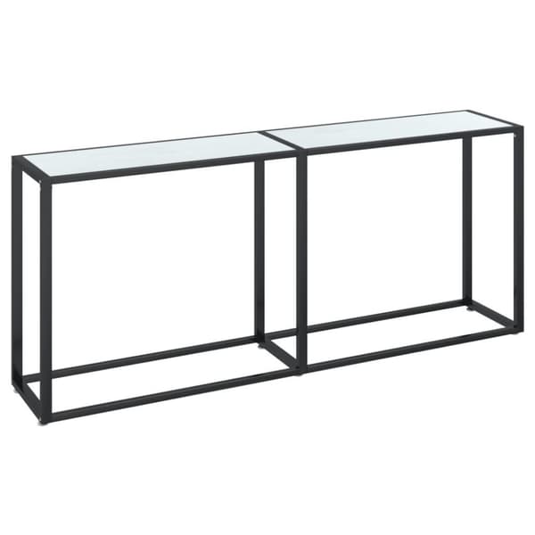 vidaXL konsolbord 180x35x75,5 cm hærdet glas hvid marmor