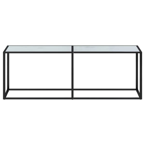 vidaXL Konsolipöytä valkoinen marmori 220x35x75,5 cm karkaistu lasi