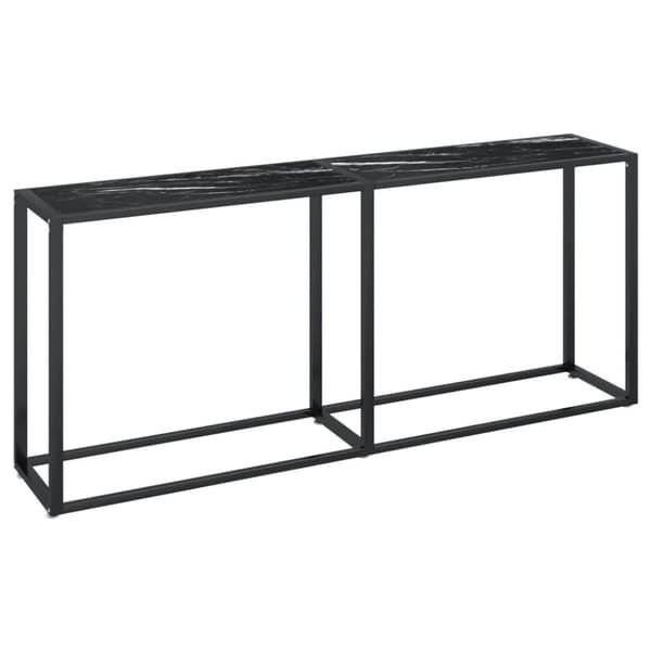 vidaXL konsolbord 180x35x75,5 cm hærdet glas sort marmor