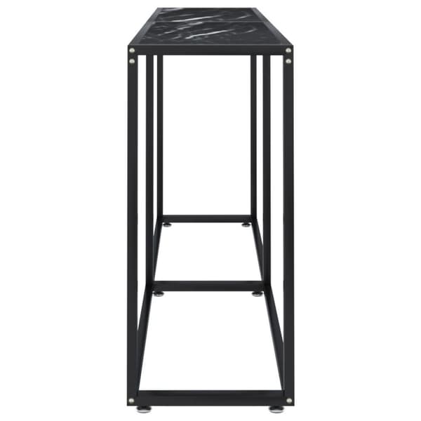vidaXL konsolbord 160x35x75,5 cm hærdet glas sort marmor