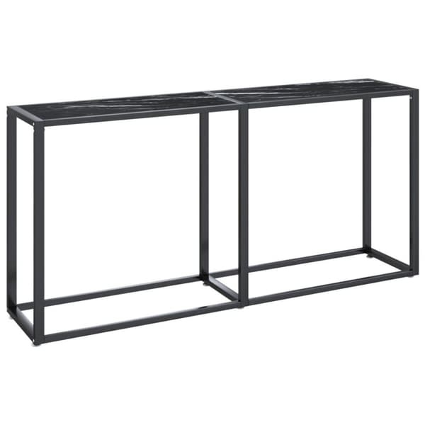 vidaXL konsolbord 160x35x75,5 cm hærdet glas sort marmor
