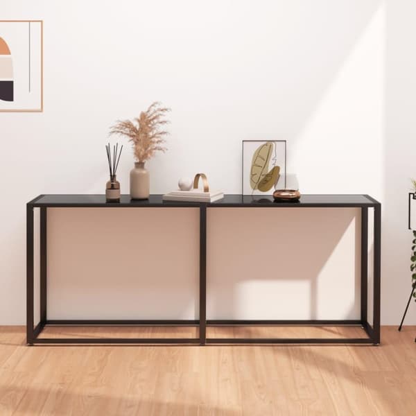vidaXL konsolbord 180x35x75,5 cm hærdet glas sort