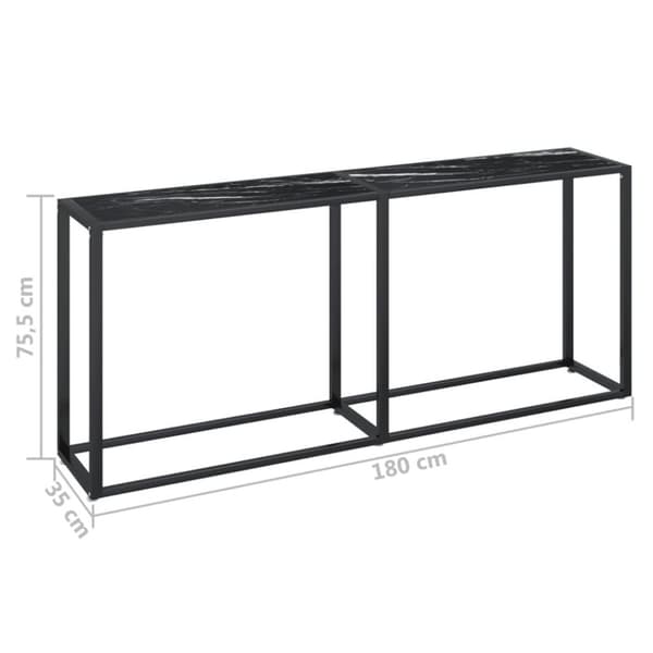 vidaXL Konsolbord svart marmor 180x35x75,5 cm härdat glas