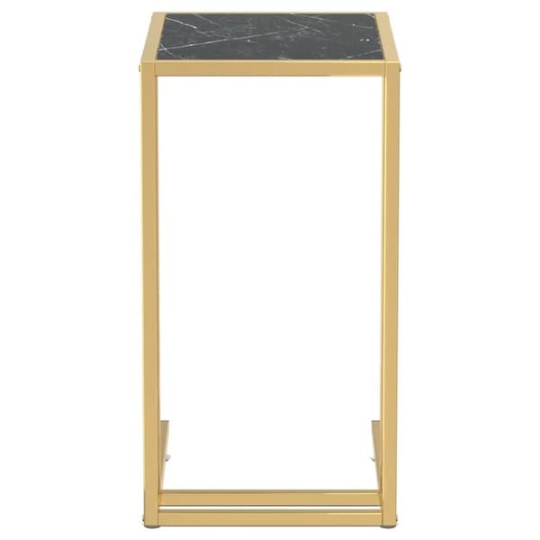 vidaXL Sidobord till datorbord svart marmor 50x35x65 cm härdat glas