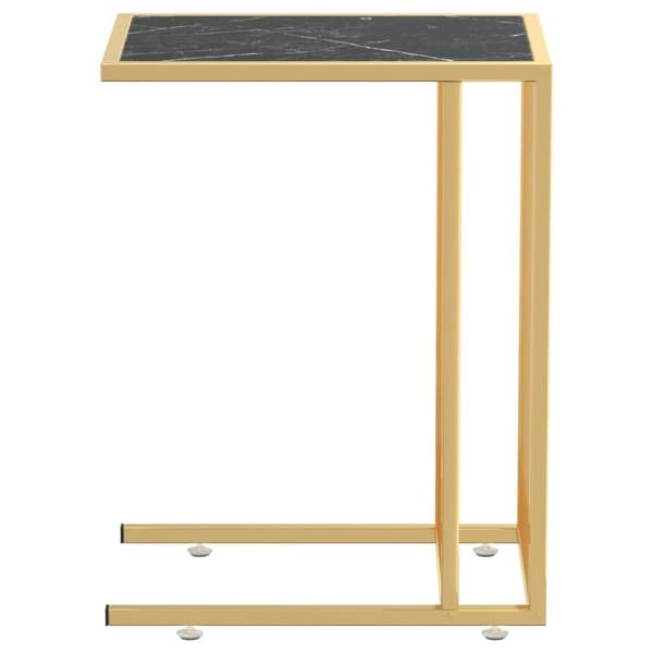 vidaXL Sidobord till datorbord svart marmor 50x35x65 cm härdat glas