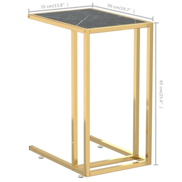 vidaXL Sidobord till datorbord svart marmor 50x35x65 cm härdat glas