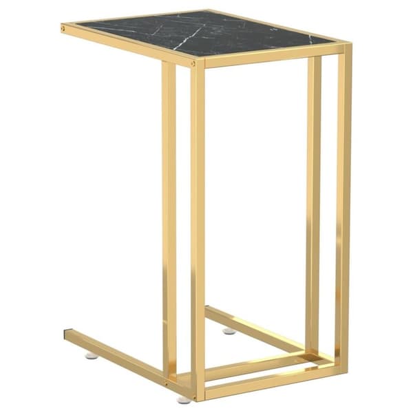 vidaXL Sidobord till datorbord svart marmor 50x35x65 cm härdat glas