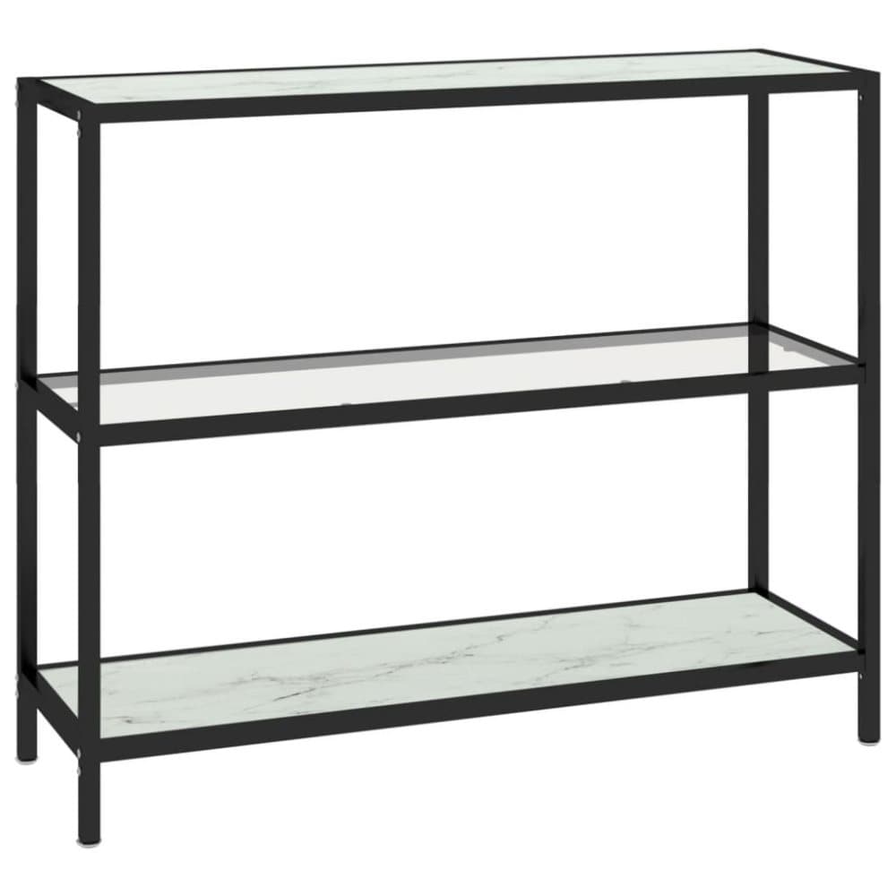vidaXL Konsolbord transparent och vit marmor 100x36x90 cm härdat glas