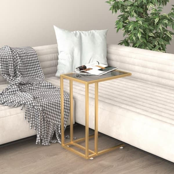 vidaXL Sidobord till datorbord svart 50x35x65 cm härdat glas