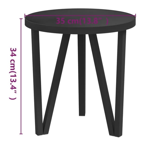 vidaXL sidebord Ø35 cm MDF sort