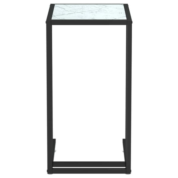 vidaXL Sivupöytä läppärille valk. marmori 50x35x65 cm karkaistu lasi