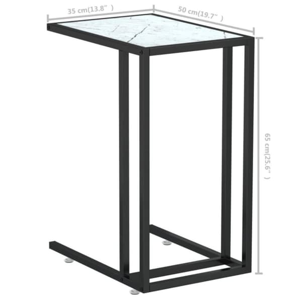 vidaXL Sivupöytä läppärille valk. marmori 50x35x65 cm karkaistu lasi