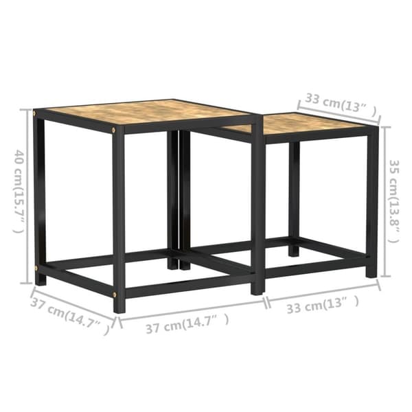 vidaXL Teepöydät 2 kpl MDF musta ja keltainen