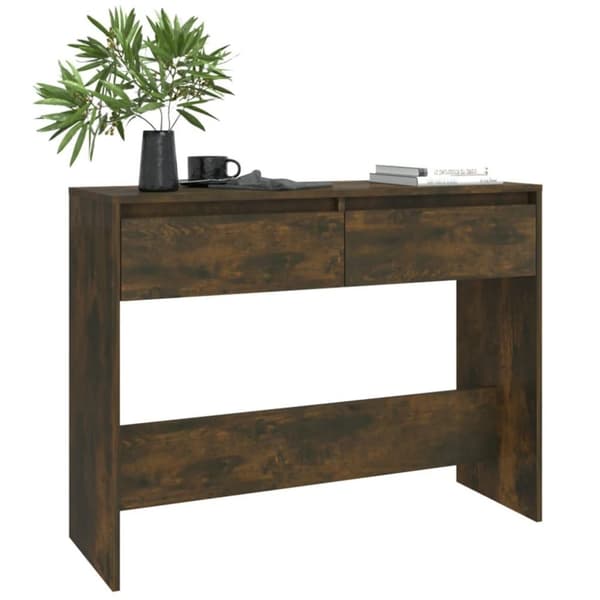 vidaXL konsolbord 100x35x76,5 cm spånplade røget egetræsfarve