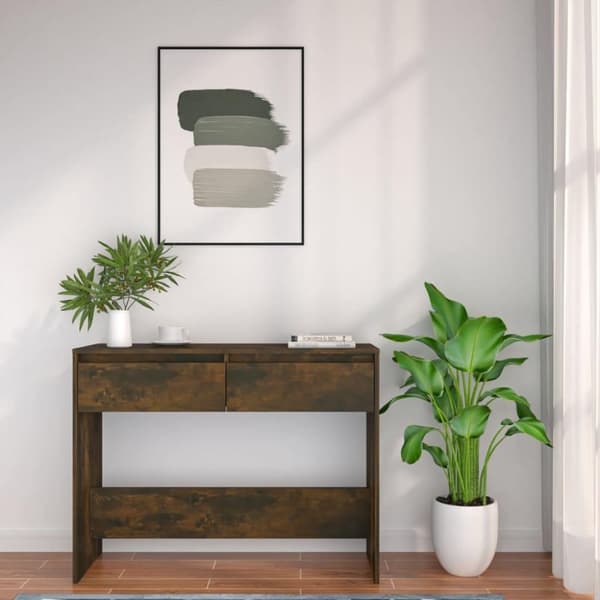 vidaXL konsolbord 100x35x76,5 cm spånplade røget egetræsfarve