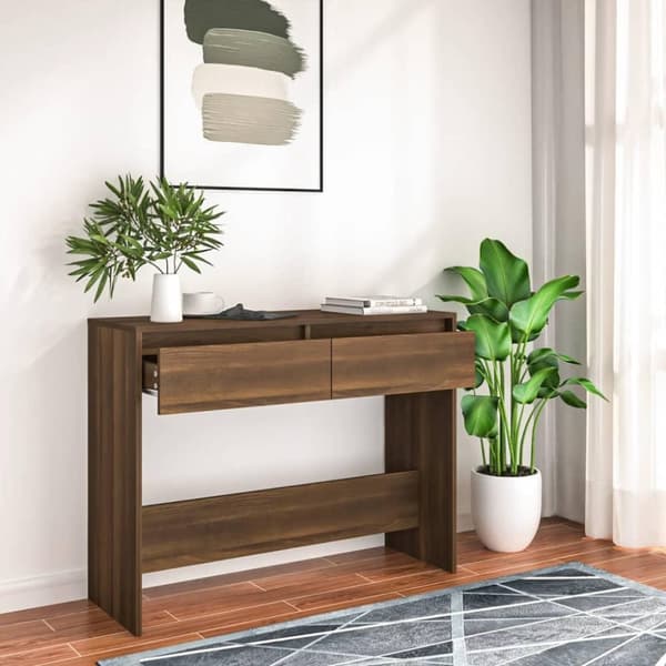 vidaXL Konsolipöytä ruskea tammi 100x35x76,5 cm lastulevy