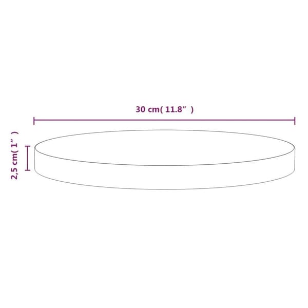 vidaXL Bordsskiva vit Ø30x2,5 cm massiv furu