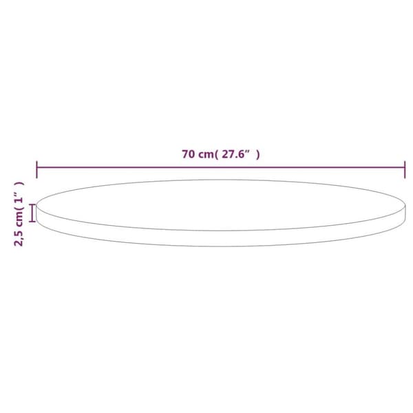 vidaXL bordplade Ø70x2,5 cm massivt fyrretræ