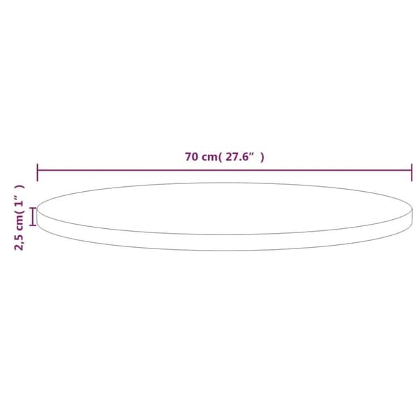 vidaXL bordplade Ø70x2,5 cm massivt fyrretræ hvid