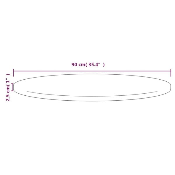 vidaXL Bordsskiva vit Ø90x2,5 cm massiv furu