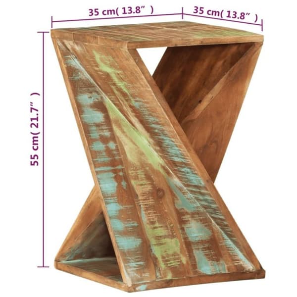 vidaXL Sidebord 35x35x55 cm gjenvunnet heltre