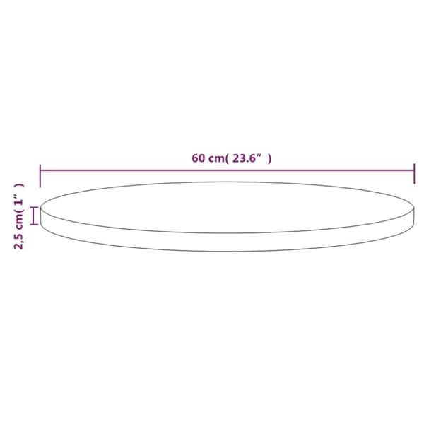 vidaXL bordplade hvid Ø60x2,5 cm massivt fyrretræ