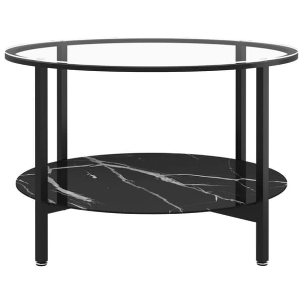 vidaXL Soffbord svart och svart marmor 70 cm härdat glas