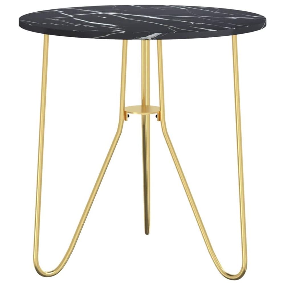 vidaXL Tebord guld och svart 48 cm MDF och järn