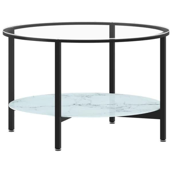 vidaXL stuebord 70 cm hærdet glas sort og hvid marmoreffekt