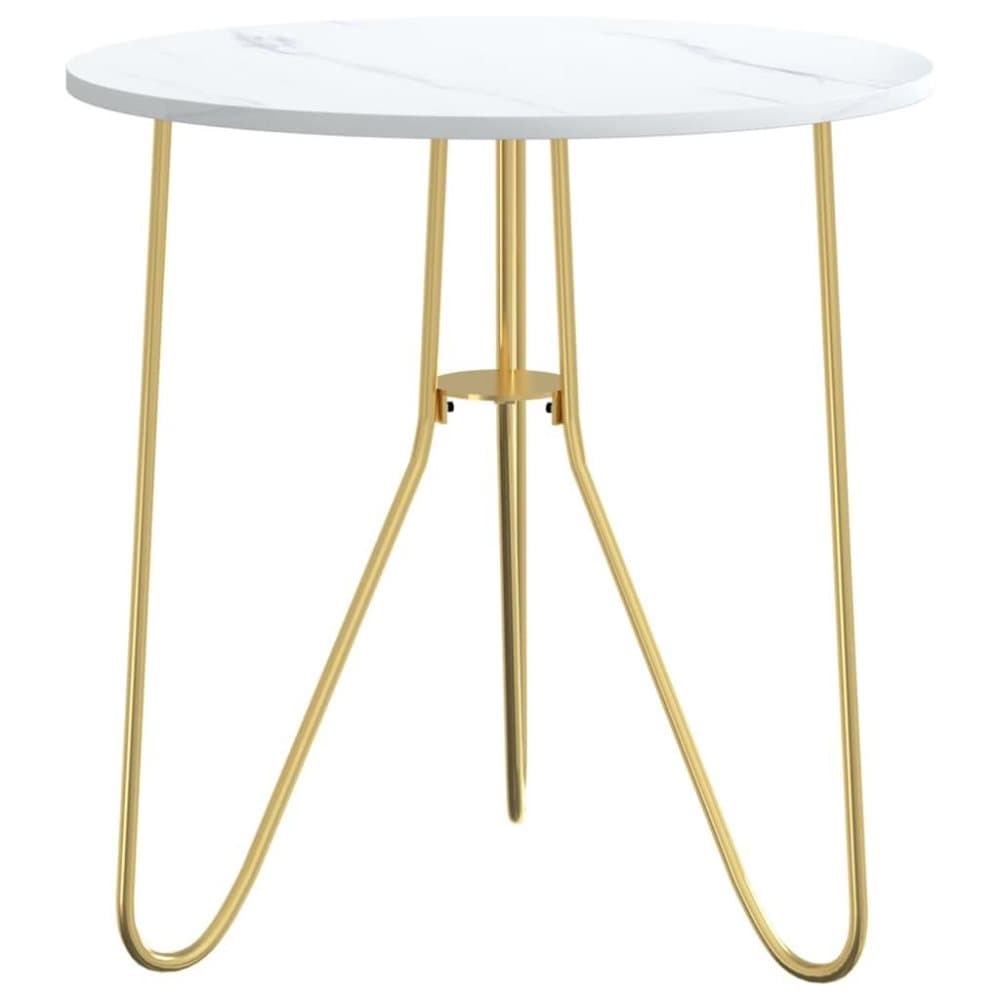 vidaXL Tebord guld och vit marmor 48 cm MDF och järn