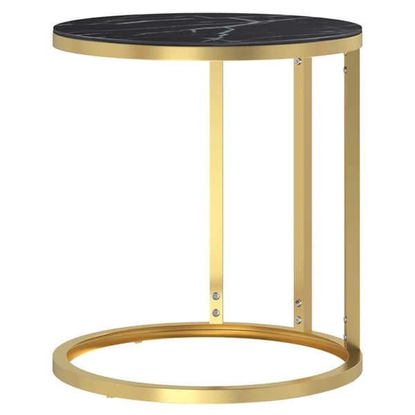 vidaXL Sidobord guld och svart marmor 45 cm härdat glas