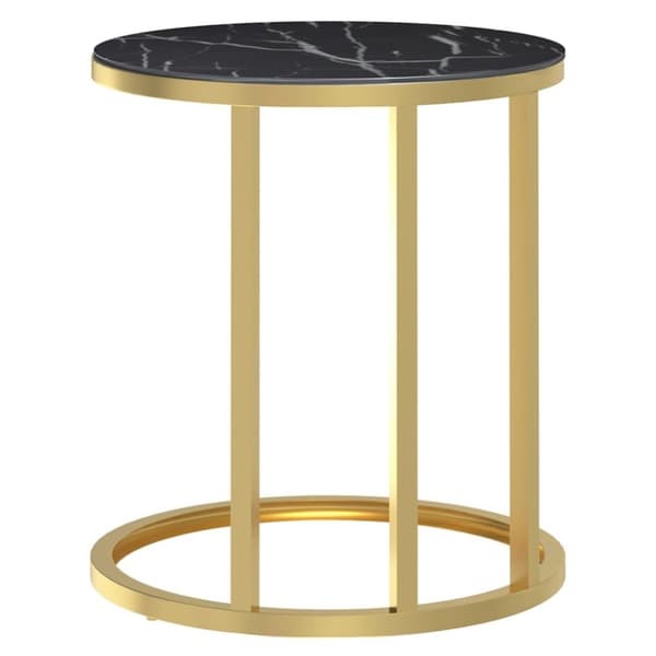 vidaXL Sidobord guld och svart marmor 45 cm härdat glas