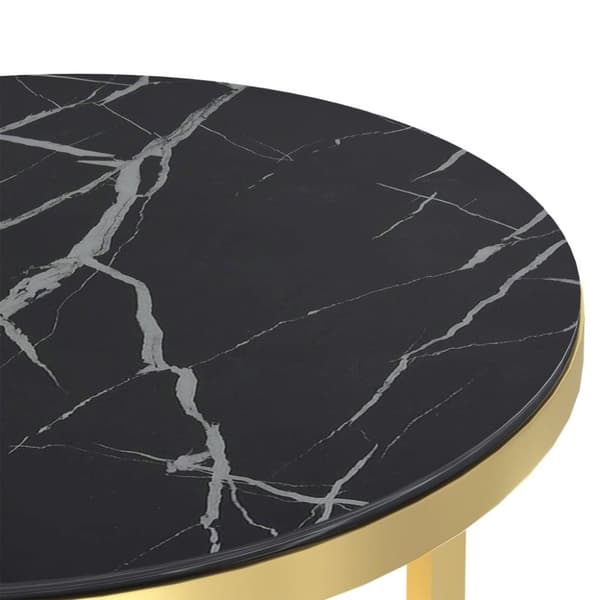 vidaXL Sidobord guld och svart marmor 45 cm härdat glas