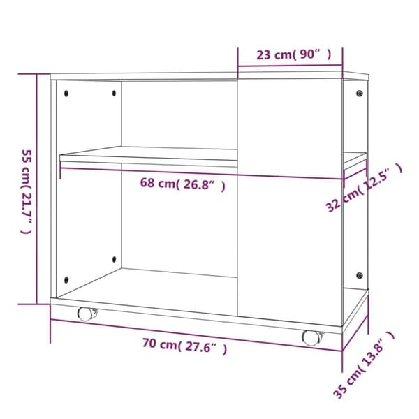vidaXL sidebord 70x35x55 cm konstrueret træ grå sonoma-eg